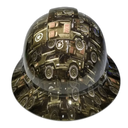 Military Truck Camo Custom Hydro Dipped Full Brim Hard Hat - Front View