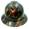 Dark Raiser Skulls Hi Vis Orange Custom Hydro Dipped Full Brim Hard Hat - Front View