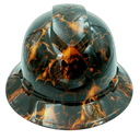 Dark Raiser Skulls Hi Vis Orange Custom Hydro Dipped Full Brim Hard Hat - Front View