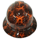 Black And Hi Vis Orange Skulls Custom Hydro Dipped Full Brim Hard Hat - Front View