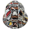 Carpenter Sticker Bomb Man Glitter Custom Hydro Dipped Full Brim Hard Hat - Front View
