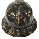 Cyborg Skull Mechanical Custom Hydro Dipped Full Brim Hard Hat - Front View