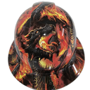 Fire Breathing Dragon Custom Hydro Dipped Full Brim Hard Hat - Front View