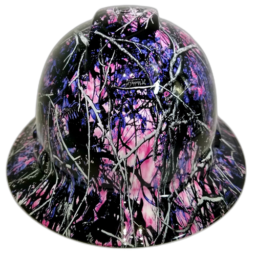 Country Girl Camo Custom Hydro Dipped Full Brim Hard Hat - Front View