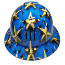 3 Percenteer Logo Patriotic Stars Custom Hydro Dipped Full Brim Hard Hat - Front View