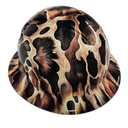 Cowboy Camo Cow Hide Realistic Custom Hydro Dipped Full Brim Hard Hat - Front View