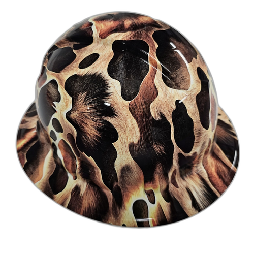 Cowboy Camo Cow Hide Realistic Custom Hydro Dipped Full Brim Hard Hat - Front View
