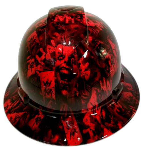 Candy Red Ha Ha Art Custom Hydro Dipped Full Brim Hard Hat - Front View