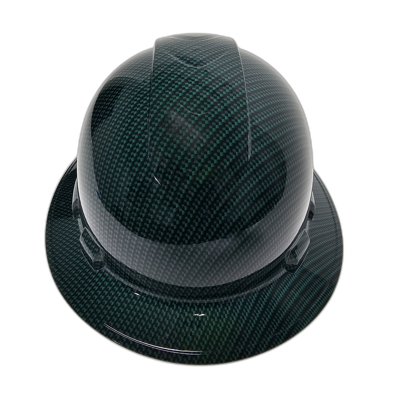 Forest Green Carbon Fiber hard hat front view