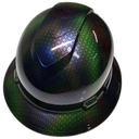 Multi Color Basket Weave Carbon Fiber Custom Hydro Dipped Full Brim Hard Hat - Front View