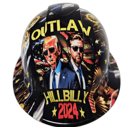 Vance Outlaw Hillbilly 2024 Pres Custom Hydro Dipped Full Brim Hard Hat - Front View