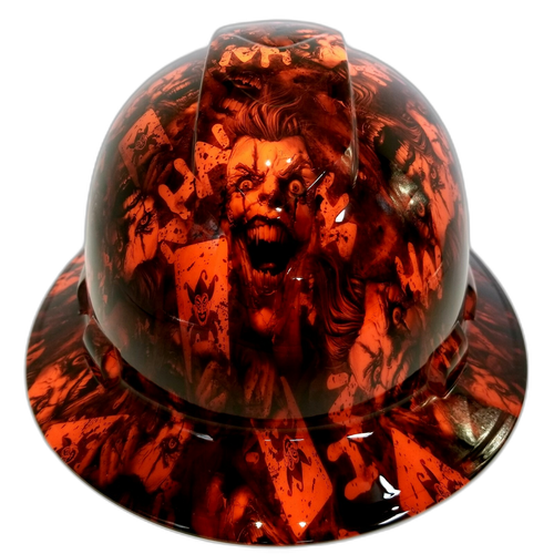 Outrageous Orange Ha Ha Custom Hydro Dipped Full Brim Hard Hat - Front View