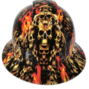 Gate of Skulls Stacked Evil Custom Hydro Dipped Full Brim Hard Hat - Front View