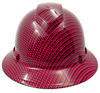 Wicked Hot Pink Carbon Fiber Custom Hydro Dipped Full Brim Hard Hat - Front View