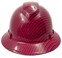 Wicked Hot Pink Carbon Fiber Custom Hydro Dipped Full Brim Hard Hat - Front View