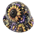 Country Girl Living Sunflower Custom Hydro Dipped Full Brim Hard Hat - Front View