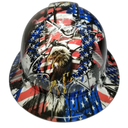 American Military Salute Who Serve Custom Hydro Dipped Full Brim Hard Hat - Front View