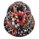 Red Daisey Leopard Beebop Custom Hydro Dipped Full Brim Hard Hat - Front View