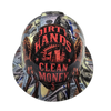 Oilfield Dirty Hands Clean Money custom hydro dipped hard hat - front view