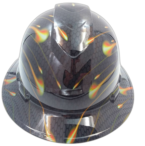 Honeycomb Carbon Custom Hydro Dipped Full Brim Hard Hat - Front View