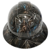 Grim Reaper Maltese Cross Skulls Custom Hydro Dipped Full Brim Hard Hat - Front View