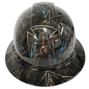Grim Reaper Maltese Cross Skulls Custom Hydro Dipped Full Brim Hard Hat - Front View
