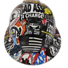 Bold Construction Sticker Bomb Custom Hydro Dipped Full Brim Hard Hat - Front View