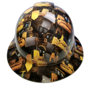 Bulldozer Heavy Equipment Custom Hydro Dipped Full Brim Hard Hat - Front View