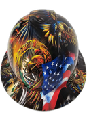 Mexican Heritage American Proud Custom Hydro Dipped Full Brim Hard Hat - Front View
