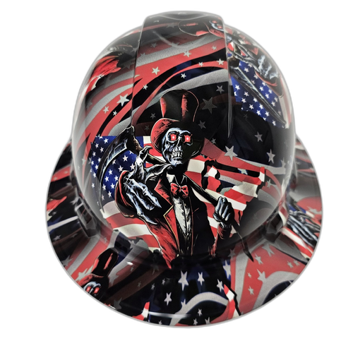 American Reaper Grim Reaper Custom Hydro Dipped Full Brim Hard Hat - Front View