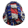 North Carolina State Flag Custom Hydro Dipped Full Brim Hard Hat - Front View