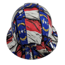 North Carolina State Flag Custom Hydro Dipped Full Brim Hard Hat - Front View