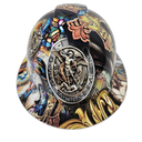 Saint Michael Jesus Gods Warrior Custom Hydro Dipped Full Brim Hard Hat - Front View