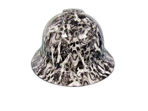 Screaming Skull Custom Hydro Dipped Full Brim Hard Hat - Front View
