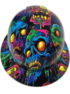 Neon Psycho Zombies Custom Hydro Dipped Full Brim Hard Hat - Front View