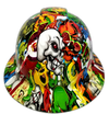 Skull Sticker Bomb Custom Hydro Dipped Full Brim Hard Hat - Front View