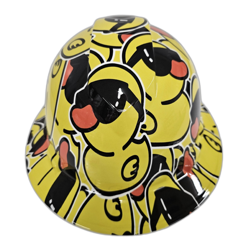Rubber Duck Ducky Custom Hydro Dipped Full Brim Hard Hat - Front View