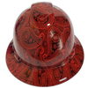 True Red Bandana Print Color Custom Hydro Dipped Full Brim Hard Hat - Front View