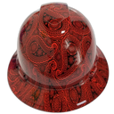 True Red Bandana Print Color Custom Hydro Dipped Full Brim Hard Hat - Front View