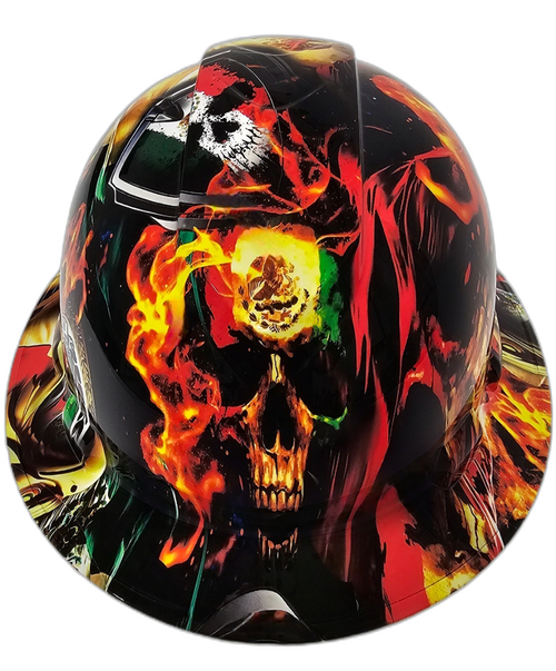 Mexican Pride Orgullo Mexicano Custom Hydro Dipped Full Brim Hard Hat - Front View