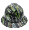 Green Carbon Urban Camo Black Custom Hydro Dipped Full Brim Hard Hat - Front View