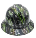 Green Carbon Urban Camo Black Custom Hydro Dipped Full Brim Hard Hat - Front View