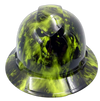 Lime Green Hades Custom Hydro Dipped Full Brim Hard Hat - Front View