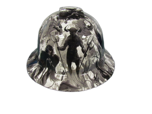 Revelations Dark Art Custom Hydro Dipped Full Brim Hard Hat - Front View