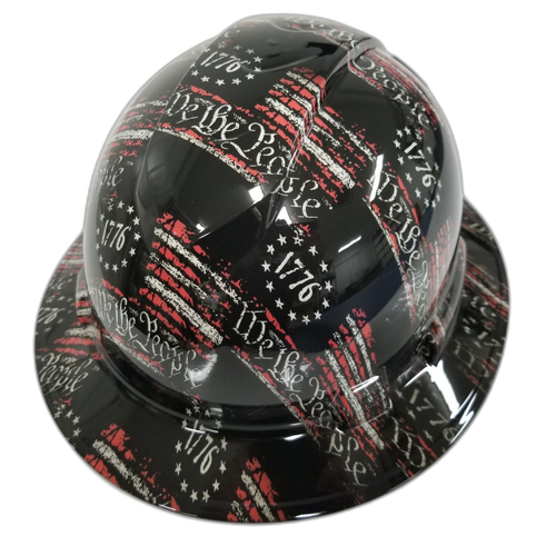 1776 We The People USA America Custom Hydro Dipped Full Brim Hard Hat - Front View