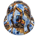 Excavators Construction World Custom Hydro Dipped Full Brim Hard Hat - Front View