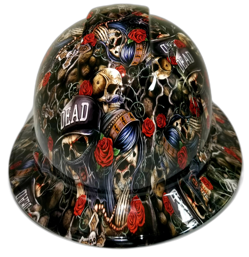 Till Death Do Us Part LA Street Life Custom Hydro Dipped Full Brim Hard Hat - Front View