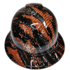 Orange Urban Camo Carbon Fiber Custom Hydro Dipped Full Brim Hard Hat - Front View