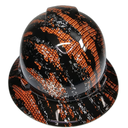 Orange Urban Camo Carbon Fiber Custom Hydro Dipped Full Brim Hard Hat - Front View
