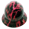 Hot Pink Lightning Bolt Custom Hydro Dipped Full Brim Hard Hat - Front View